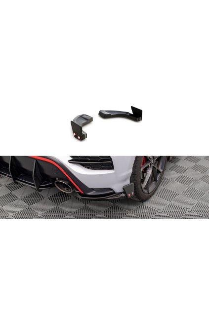 Maxton Design boční difuzory pod zadní nárazník s křidélky ver.1 pro Hyundai Kona N Mk1, černý lesklý plast ABS