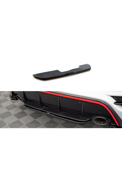 Maxton Design středový spoiler pod zadní nárazník pro Hyundai Kona N Mk1, černý lesklý plast ABS