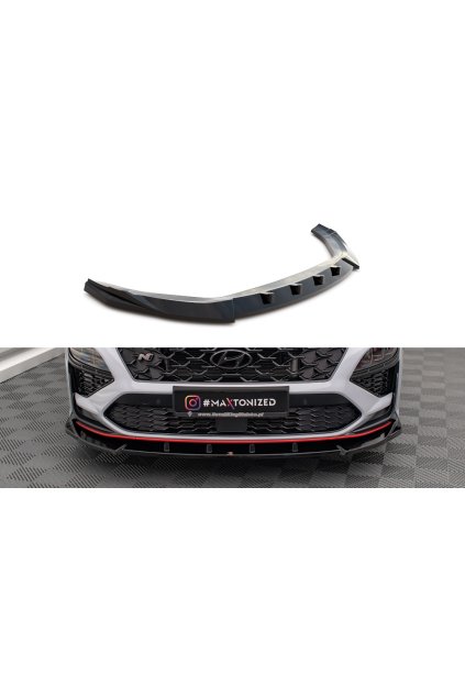 Maxton Design spoiler pod přední nárazník ver.2 pro Hyundai Kona N Mk1, černý lesklý plast ABS