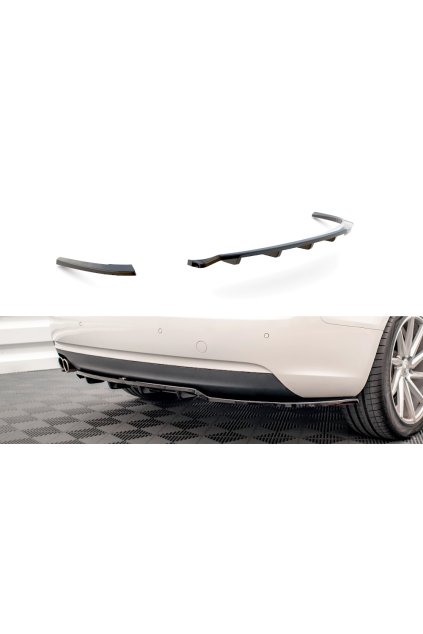 Maxton Design středový spoiler pod zadní nárazník s žebrováním pro Audi A5 8T FL, černý lesklý plast ABS, Coupe