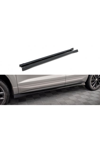 Maxton Design difuzory pod boční prahy pro Škoda Karoq MK1 Facelift Sportline, černý lesklý plast ABS