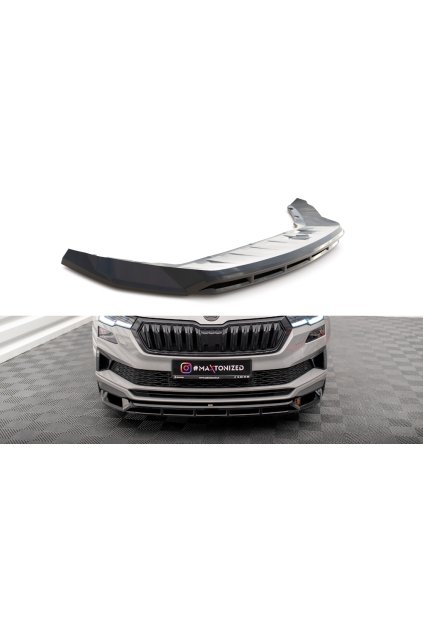 Maxton Design spoiler pod přední nárazník pro Škoda Karoq MK1 Facelift Sportline, carbon-Look