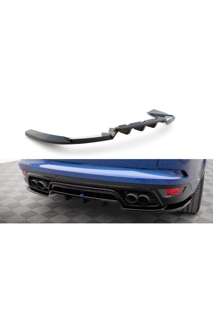 Maxton Design středový spoiler pod zadní nárazník s žebrováním pro Land rover Range Rover Sport Mk2 SVR, carbon-Look