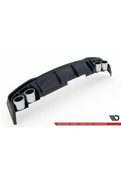 Maxton Design vložka zadního nárazníku s imitacemi koncovek výfuku pro Audi S6 C8, plast ABS bez povrchové úpravy, s chromovými koncovkami
