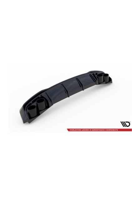 Maxton Design vložka zadního nárazníku s imitacemi koncovek výfuku pro Audi A6 C8, černý lesklý plast ABS, s černými koncovkami, S-Line