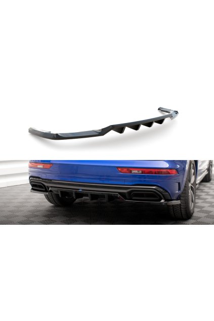 Maxton Design středový spoiler pod zadní nárazník s žebrováním pro Audi Q5 Mk2 S-Line Facelift, carbon-Look