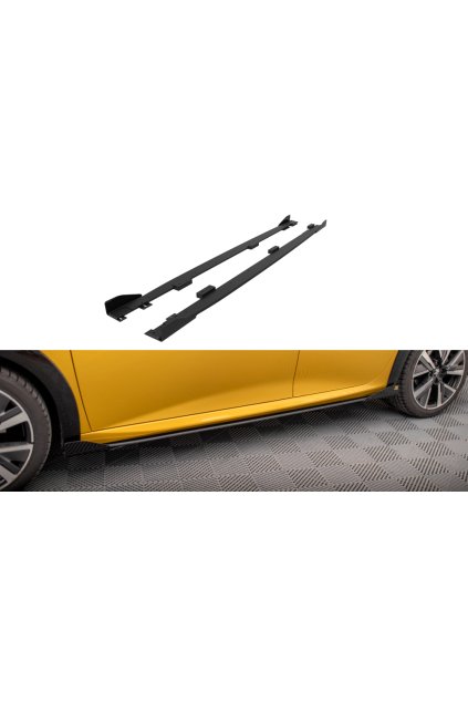 Maxton Design "Street Pro" difuzory pod boční prahy s křidélky pro Peugeot 208 GT Mk2, plast ABS bez povrchové úpravy