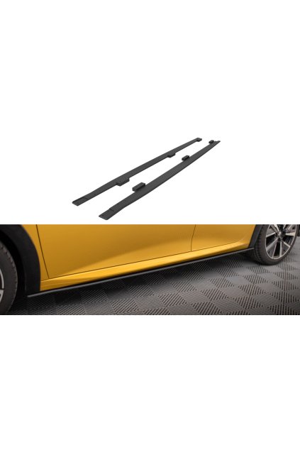 Maxton Design "Street Pro" difuzory pod boční prahy pro Peugeot 208 GT Mk2, plast ABS bez povrchové úpravy, s červenou linkou