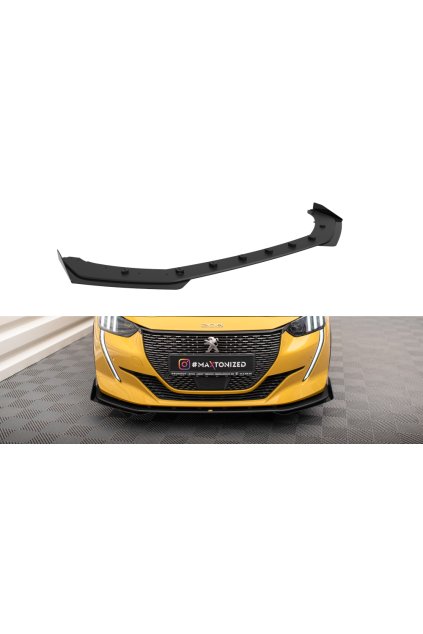 Maxton Design "Street Pro" spoiler pod přední nárazník s křidélky pro Peugeot 208 GT Mk2, plast ABS bez povrchové úpravy, s červenou linkou