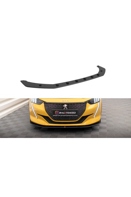 Maxton Design "Street Pro" spoiler pod přední nárazník pro Peugeot 208 GT Mk2, plast ABS bez povrchové úpravy, s červenou linkou
