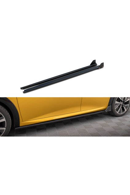 Maxton Design difuzory pod boční prahy s křidélky pro Peugeot 208 GT Mk2, carbon-Look