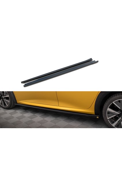 Maxton Design difuzory pod boční prahy pro Peugeot 208 GT Mk2, černý lesklý plast ABS