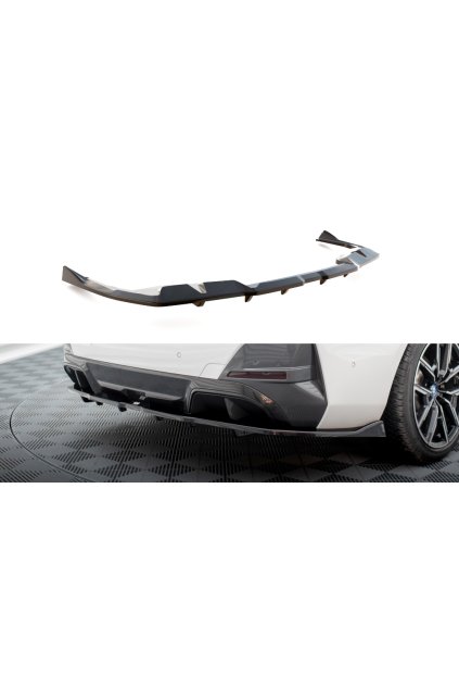 Maxton Design středový spoiler pod zadní nárazník s žebrováním v.2 pro BMW i4 G26 M-Pack, carbon-Look