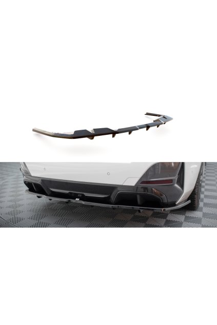 Maxton Design středový spoiler pod zadní nárazník s žebrováním v.1 pro BMW i4 G26 M-Pack, carbon-Look