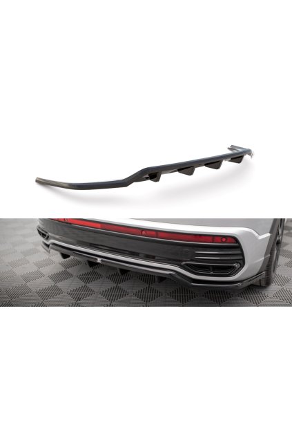 Maxton Design středový spoiler pod zadní nárazník s žebrováním pro Volkswagen Taigo Mk1 R-Line, černý lesklý plast ABS