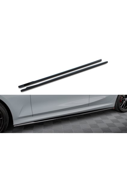 Maxton Design difuzory pod boční prahy pro BMW řada 3 G20 Facelift M340i, G20 Facelift M-Pack, G21 Facelift M340i, G21 Facelift M-Pack, černý lesklý plast ABS