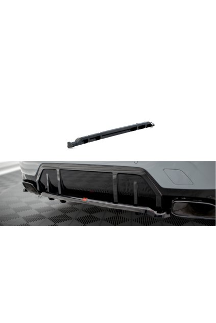 Maxton Design středový spoiler pod zadní nárazník s žebrováním v.1 pro BMW řada 3 G20 Facelift M340i, G21 Facelift M340i, černý lesklý plast ABS