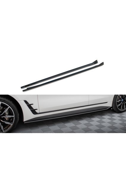 Maxton Design difuzory pod boční prahy pro BMW i4 G26 M-Pack, carbon-Look