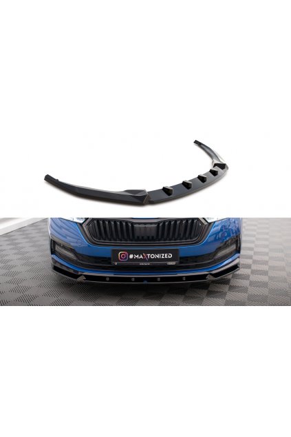 Maxton Design spoiler pod přední nárazník ver.1 pro Škoda Octavia Mk4, černý lesklý plast ABS, Sportline