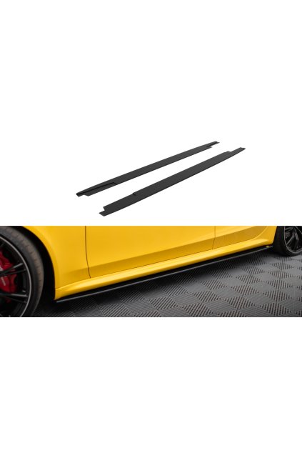 Maxton Design "Street Pro" difuzory pod boční prahy pro Audi RS4 B8, plast ABS bez povrchové úpravy, s červenou linkou
