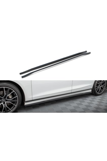 Maxton Design difuzory pod boční prahy pro Audi A8 D5, černý lesklý plast ABS