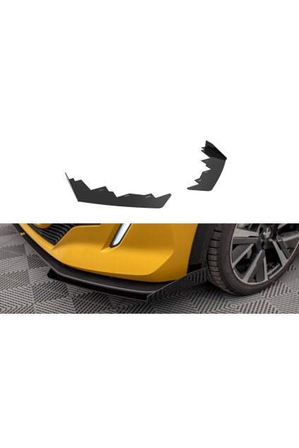 Maxton Design rohové spoilery pod přední nárazník pro Peugeot 208 GT Mk2, černý lesklý plast ABS