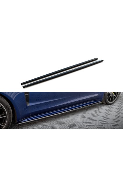Maxton Design difuzory pod boční prahy pro Porsche Panamera 971 Facelift E-Hybrid, černý lesklý plast ABS