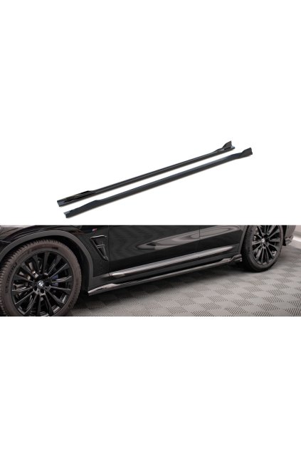 Maxton Design difuzory pod boční prahy pro BMW X3 G01, černý lesklý plast ABS