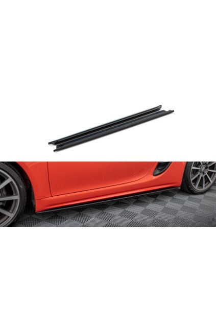 Maxton Design difuzory pod boční prahy pro Porsche Cayman 982c, černý lesklý plast ABS