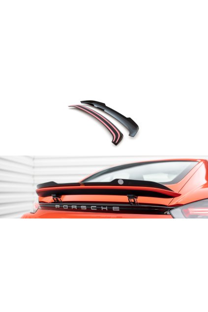 Maxton Design prodloužení spoileru pro Porsche Cayman 982c, černý lesklý plast ABS