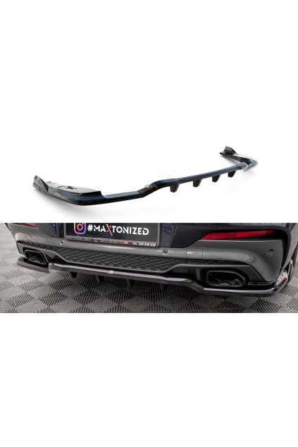 Maxton Design středový spoiler pod zadní nárazník s žebrováním v.2 pro BMW X4 G02, černý lesklý plast ABS, M-Pack