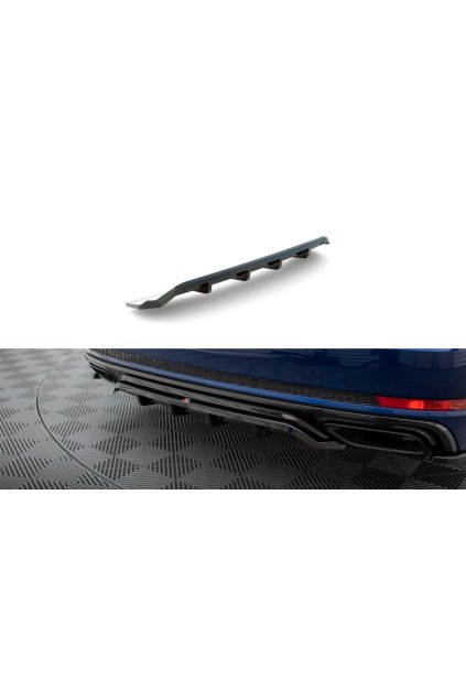 Maxton Design středový spoiler pod zadní nárazník s žebrováním pro Audi A4 B9 Competition, černý lesklý plast ABS