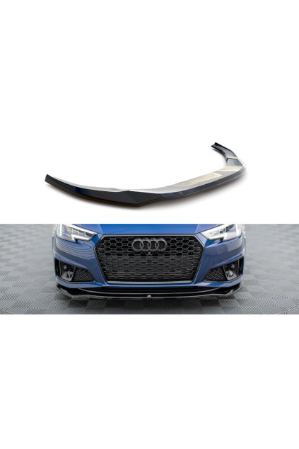 Maxton Design spoiler pod přední nárazník ver.2 pro Audi A4 B9 Competition, černý lesklý plast ABS