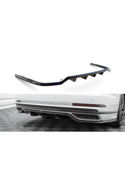 Maxton Design středový spoiler pod zadní nárazník s žebrováním pro Audi A8 D5, černý lesklý plast ABS, S-Line