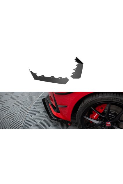 Maxton Design rohové spoilery pod přední nárazník pro Honda Civic Mk11 Type-R, černý lesklý plast ABS