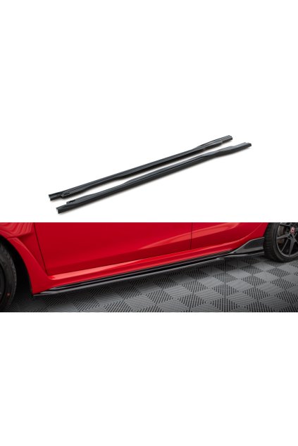 Maxton Design difuzory pod boční prahy pro Honda Civic Mk11 Type-R, černý lesklý plast ABS