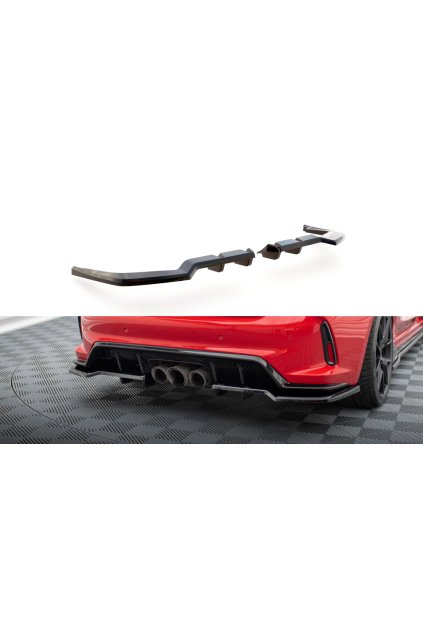 Maxton Design středový spoiler pod zadní nárazník s žebrováním v.1 pro Honda Civic Mk11 Type-R, černý lesklý plast ABS