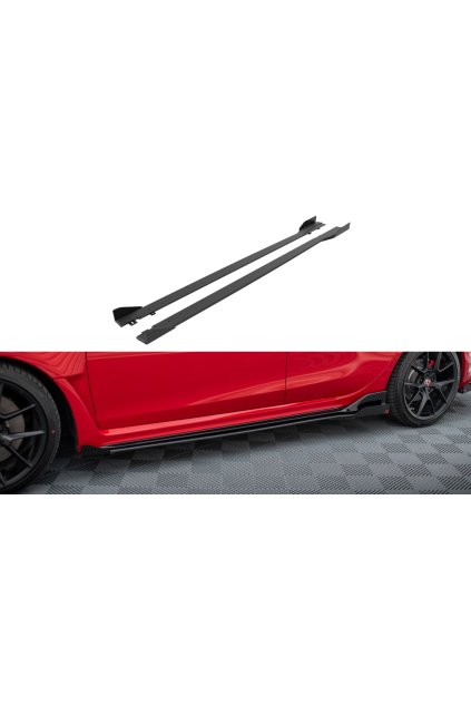 Maxton Design "Street Pro" difuzory pod boční prahy s křidélky pro Honda Civic Mk11 Type-R, plast ABS bez povrchové úpravy