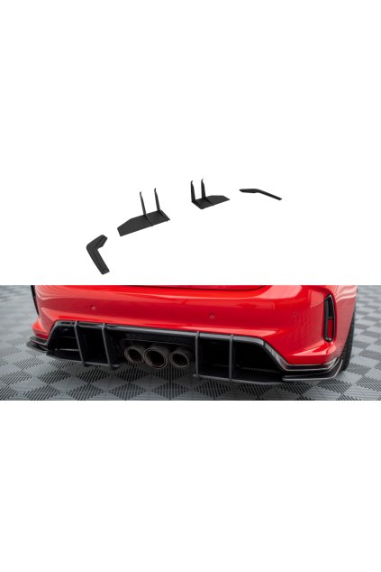 Maxton Design "Street Pro" boční difuzory pod zadní nárazník pro Honda Civic Mk11 Type-R, plast ABS bez povrchové úpravy, s černou a červenou linkou