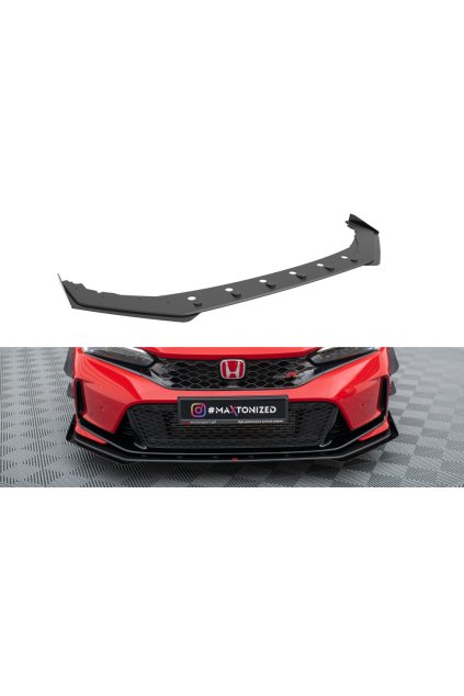 Maxton Design "Street Pro" spoiler pod přední nárazník s křidélky pro Honda Civic Mk11 Type-R, plast ABS bez povrchové úpravy, s červenou linkou