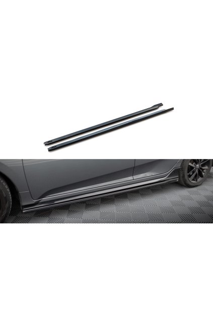 Maxton Design difuzory pod boční prahy pro Honda Civic Mk10 Sport, černý lesklý plast ABS