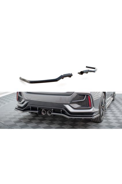 Maxton Design středový spoiler pod zadní nárazník s žebrováním pro Honda Civic Mk10 Sport, černý lesklý plast ABS