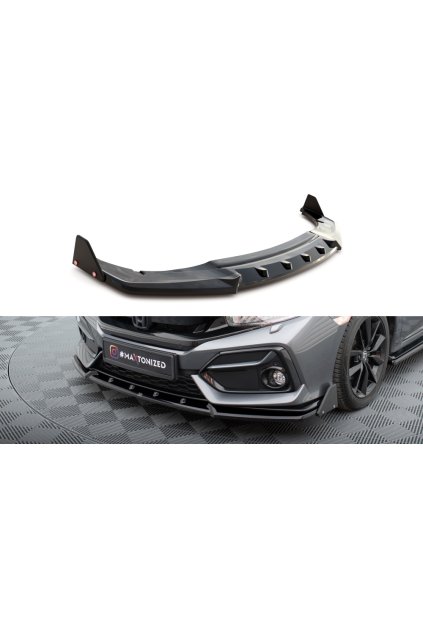 Maxton Design spoiler pod přední nárazník s křidélky pro Honda Civic Mk10 Sport, černý lesklý plast ABS