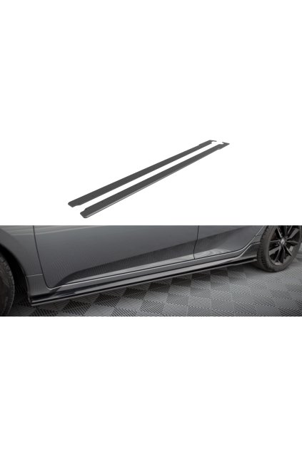 Maxton Design "Street Pro" difuzory pod boční prahy pro Honda Civic Mk10 Sport, plast ABS bez povrchové úpravy, s červenou linkou
