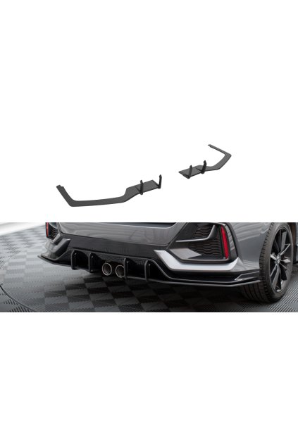 Maxton Design "Street Pro" boční difuzory pod zadní nárazník pro Honda Civic Mk10 Sport, plast ABS bez povrchové úpravy