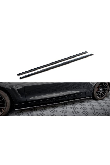 Maxton Design difuzory pod boční prahy pro BMW řada 4 F36, černý lesklý plast ABS