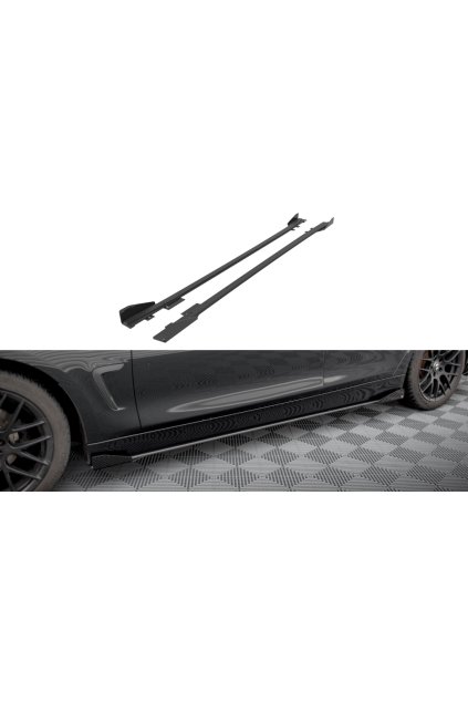 Maxton Design "Street Pro" difuzory pod boční prahy s křidélky pro BMW řada 4 F36, plast ABS bez povrchové úpravy