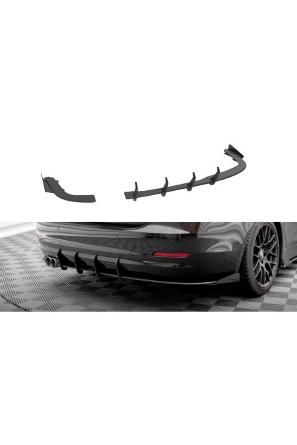 Maxton Design "Street Pro" boční difuzory pod zadní nárazník s křidélky pro BMW řada 4 F36, plast ABS bez povrchové úpravy, s černou a červenou linkou