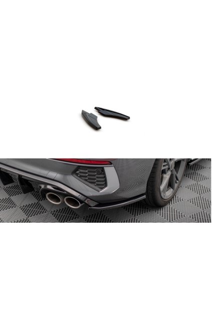 Maxton Design boční difuzory pod zadní nárazník ver.2 pro Audi S3 8Y Sedan, černý lesklý plast ABS