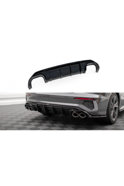 Maxton Design vložka zadního nárazníku pro Audi S3 8Y Sedan, černý lesklý plast ABS